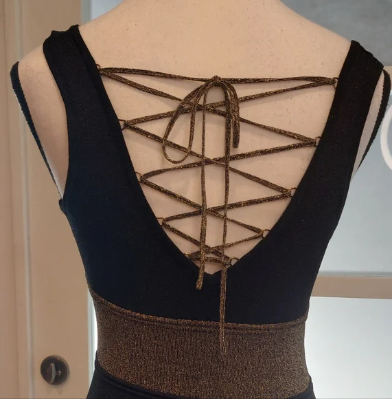 Forever 21 Black and Gold Striped Dress - Picture 5 of 8